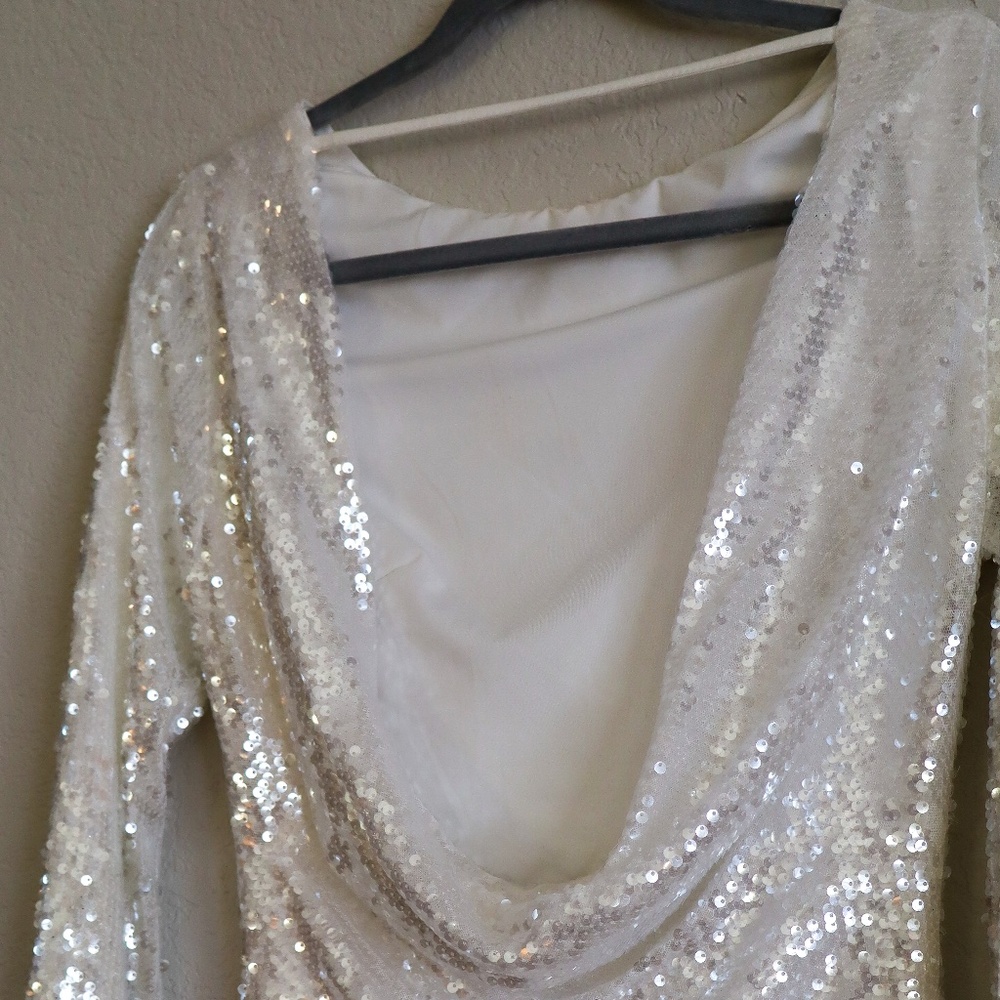 Princess Polly White Sequin Mini Dress